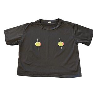 🫒Funny Dirty Martini Black T-Shirt with Olive Design